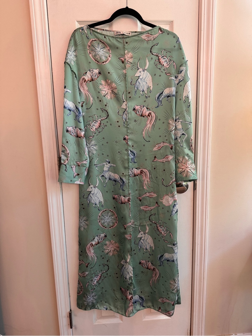 ZARA Limited Edition Satin Print Zodiac Dress Size Medium NWT